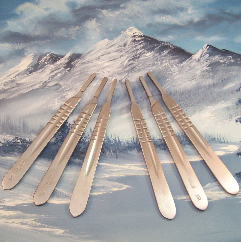 6 Pc. NO. 4 SCALPEL HANDLE ~ STAINLESS ~ NEW - UNUSED