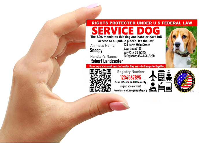 Holographic Service Dog ID w/QR Code & ID Holder Plus Digital Copy-Landscape