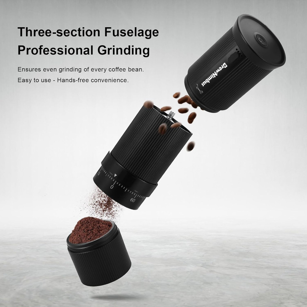 Rechargeable Portable Electric Coffee Grinder with Adjustable Settings - Black