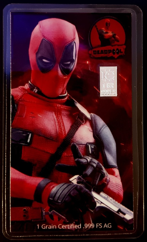 Silver .999 Fine Silver Certified 1 Grain Card Marvel "Deadpool"