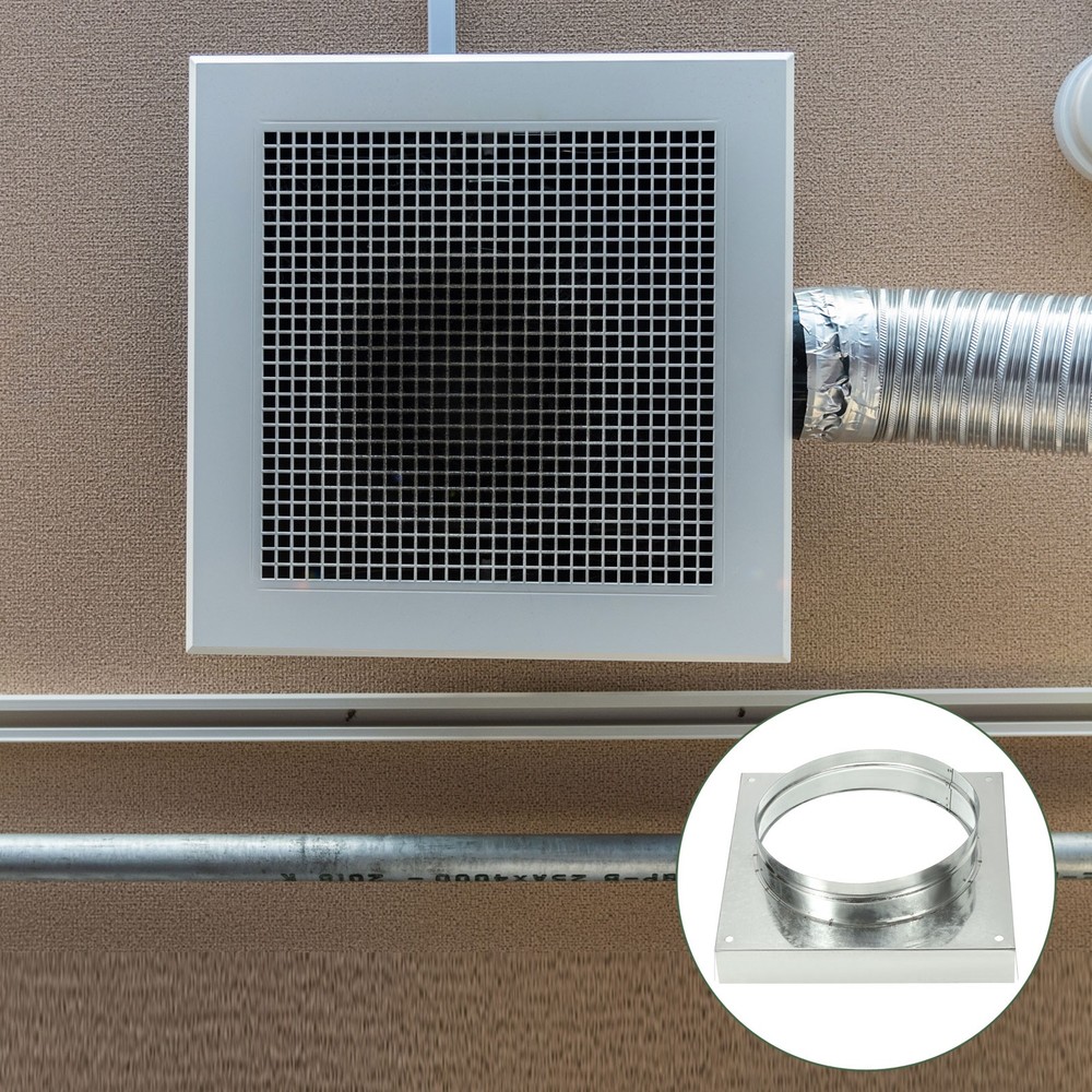 10" Square Galvanized Duct Connector Flange, Silver Tone