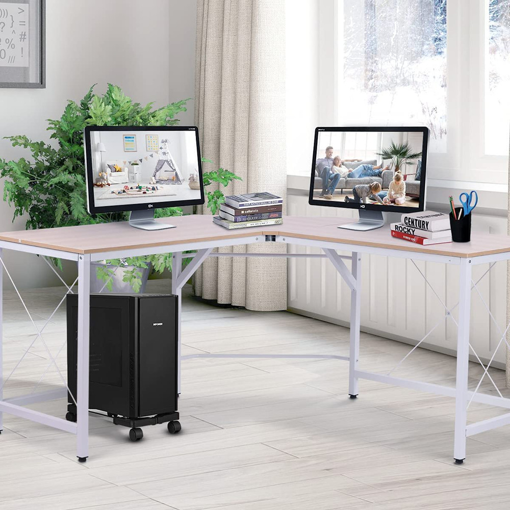 Computer Tower Stand, Adjustable Mobile CPU Stand with Rolling Caster Wheels, Pr