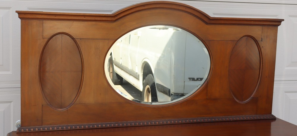 Antique Oak Sideboard Buffet / Server with beveled mirror