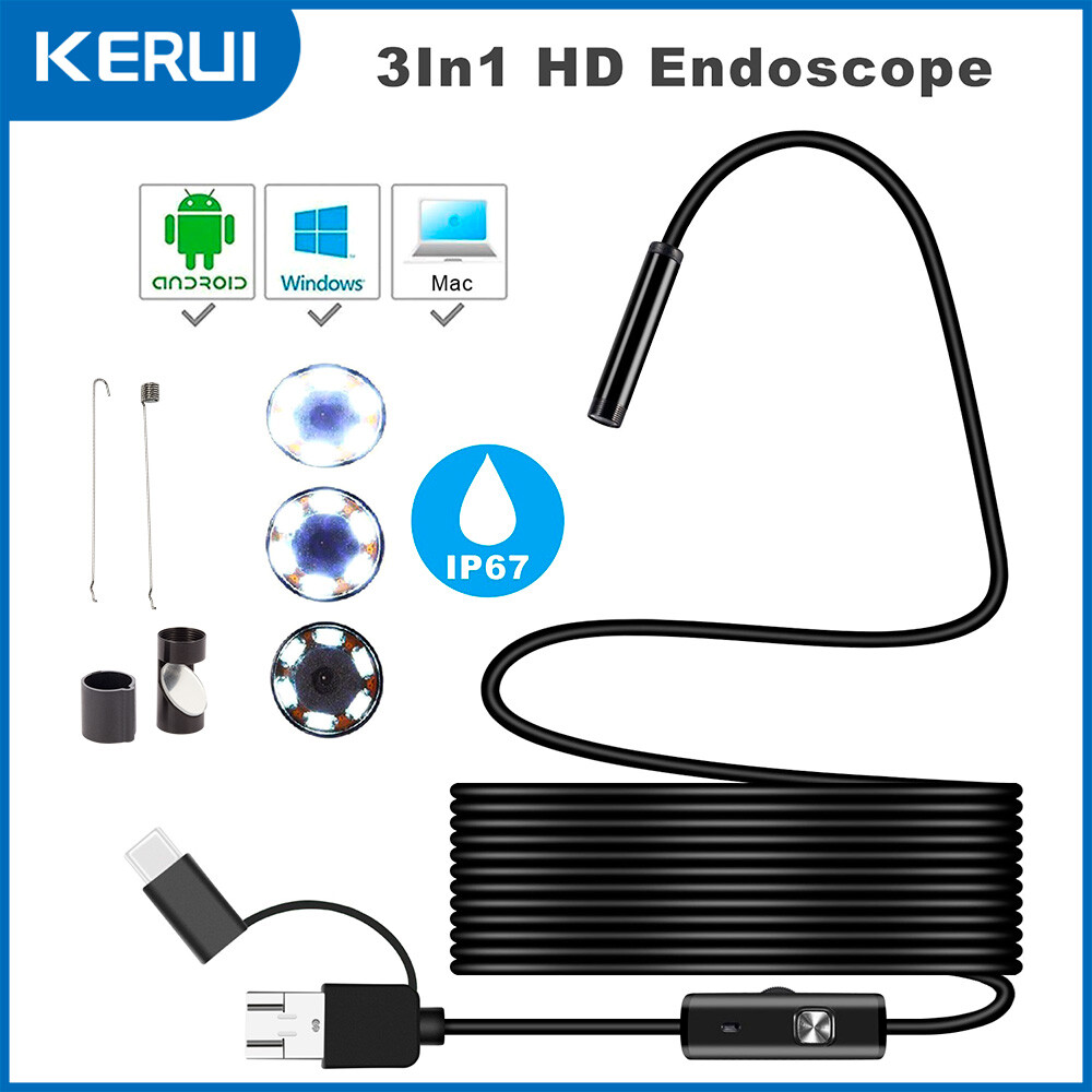 6LED USB Snake Endoscope Borescope HD Inspection Camera Scope for Android Type C