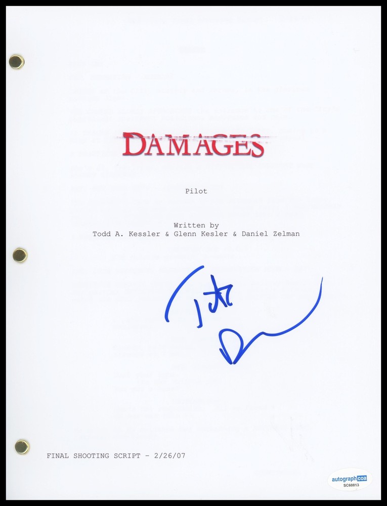 Tate Donovan "Damages" AUTOGRAPH Signed 'Tom Shayes' Pilot Episode Script ACOA