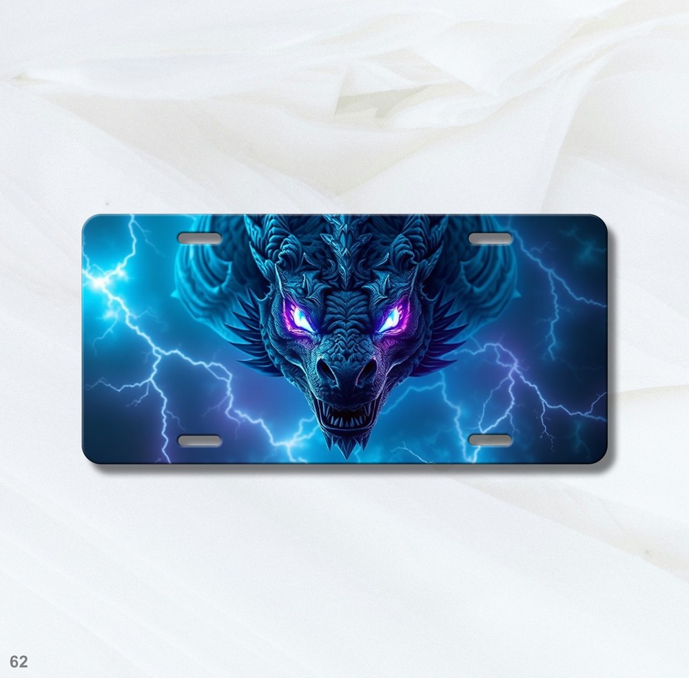 Dragon License Plate Elemental Dragon Visual Art Text Option Available Unique Gi