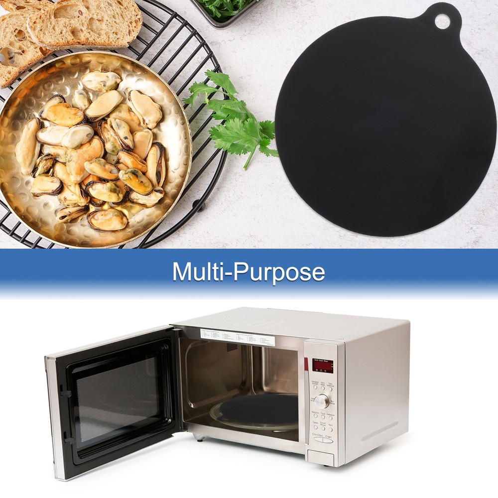2pcs Induction Cooktop Protector Mats, Round (Black)