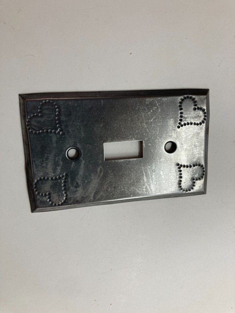 Single Light Switch Wall Plate Tin punched heart design Vintage