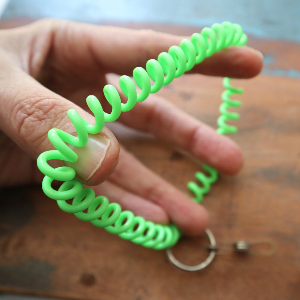 Bulk 25 Pack - Spiral Wrist Coil Key Chain with ID Badge Holder & Split Key Ring