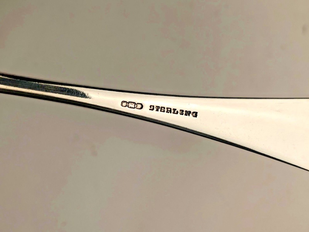 Antique English Sterling Fancy Serving Spoon in Engraved Pattern