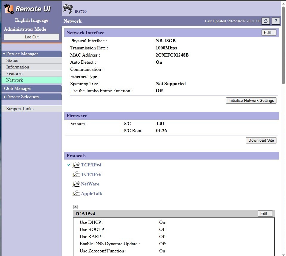 Canon imagePROGRAF iPF760 Plotter 36" Color Inkjet Large Format Printer w/inks