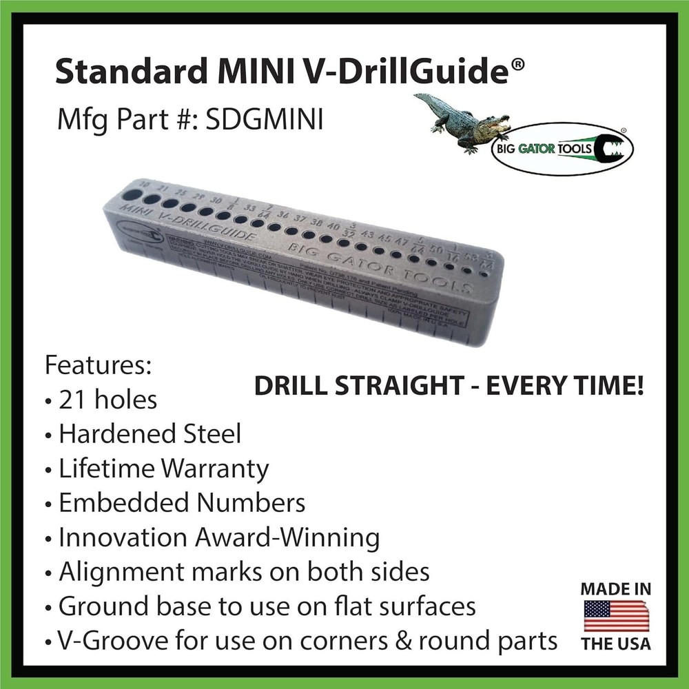 Versatile Mini V-Drill Guide - Straight Flute Design for Accurate Hole Placement