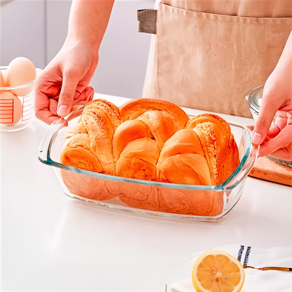 Glass Loaf Pan Set with Lids Stackable 1.9 QT/62oz/1800ML Baking Dish