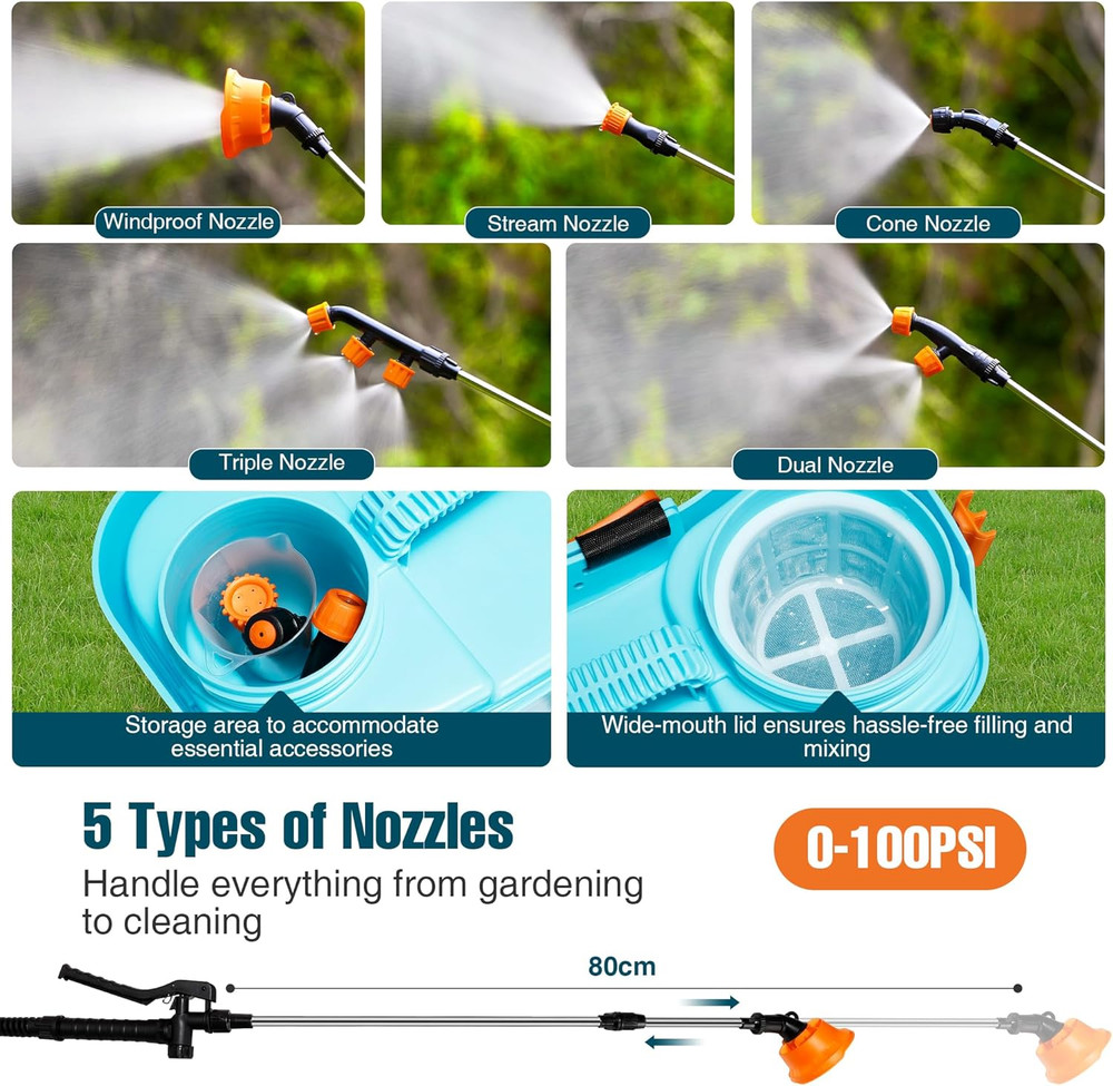 4.2 Gallon Battery Powered Backpack Sprayer with Auto Mixing, 4H Continuous Spra