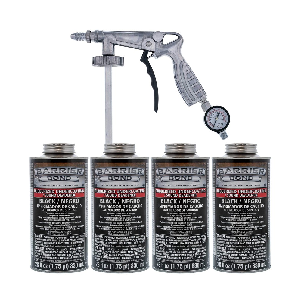 Barrier Bond - Rubberized Undercoating Sound Deadener Kit, 28oz 4-Pack, Black...