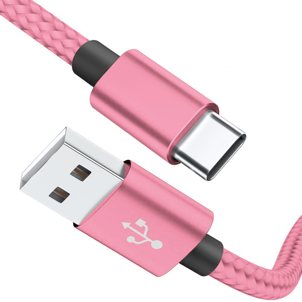 2-Pack Braided USB-A to USB Type-C Fast Charge Cable Cord Charger Charging Sync
