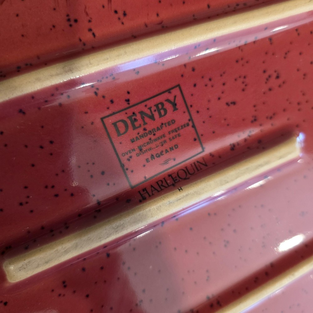 Denby Harlequin Rectangular Baking Dish 16x10 Blue Ceramic Handcrafted England