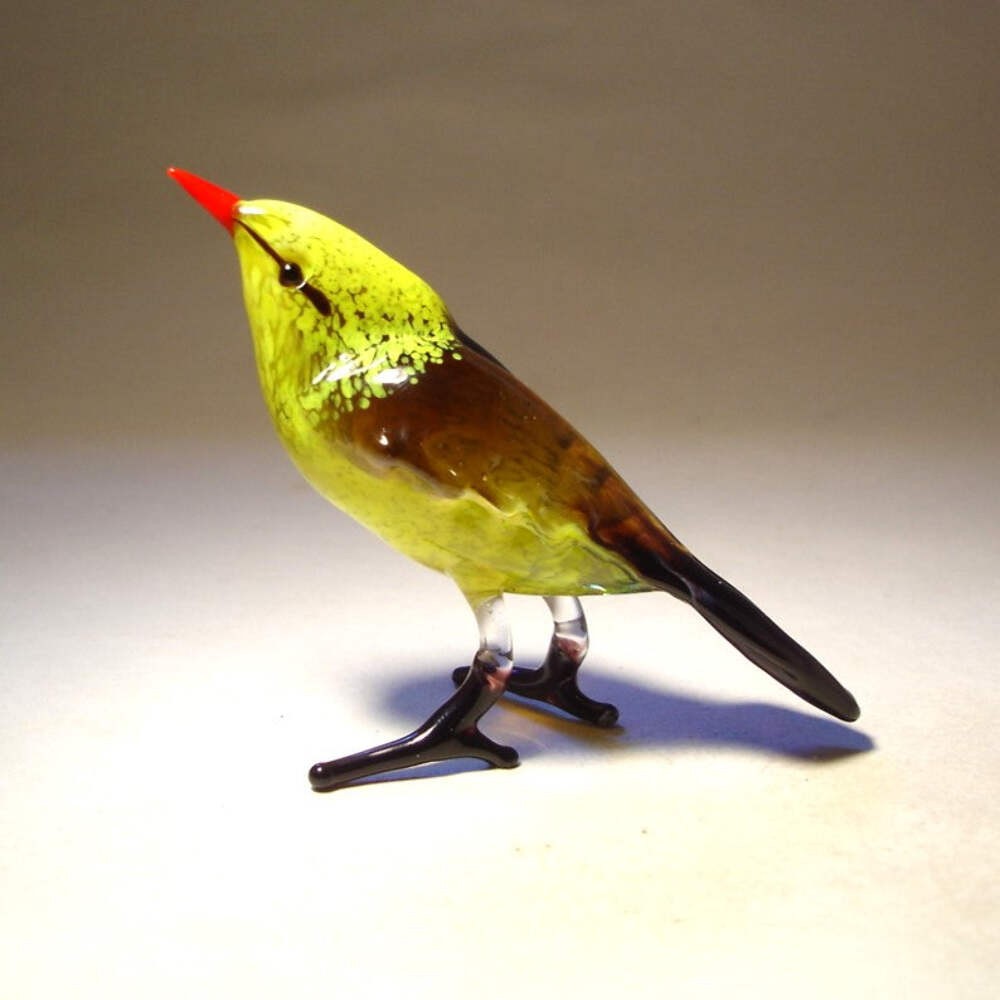 Glass Yellow Bird Figurine