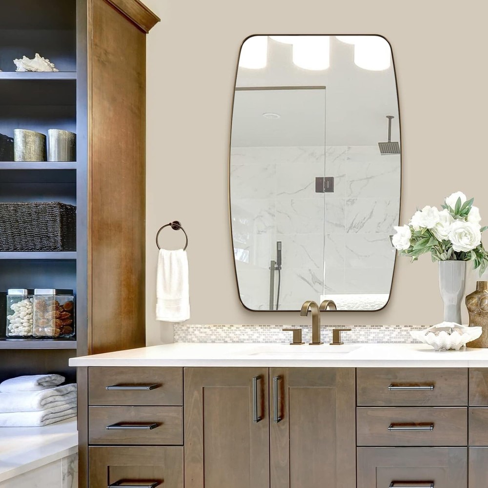 Brushed Gold Oval Mirror 24x36 Bathroom Stainless
