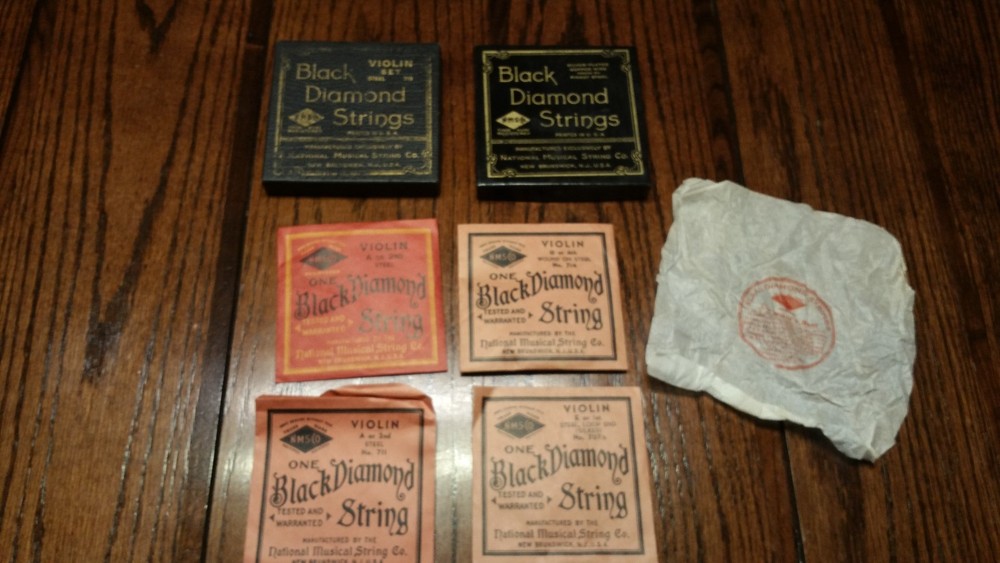 Vintage Black Diamond Violin Strings in Box