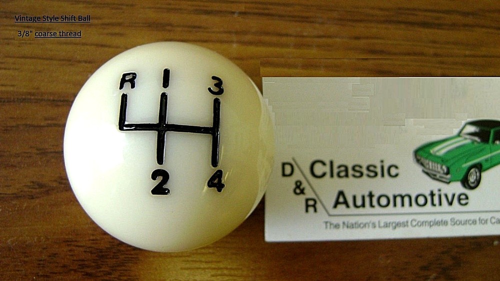 Shift Ball Knob White 3/8 Coarse Thread 4-speed Shifter fits hurst