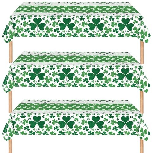 3 Pack St Patrick's Day Tablecloth 54x108 Inch, Disposable Plastic Table