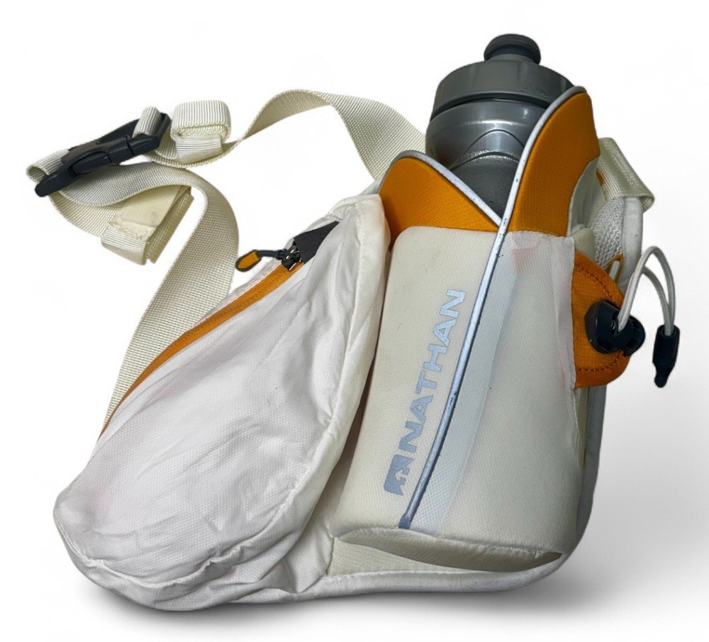 Nathan Elite Hydration Belt Adjustable With 22oz Bottle Orange & White