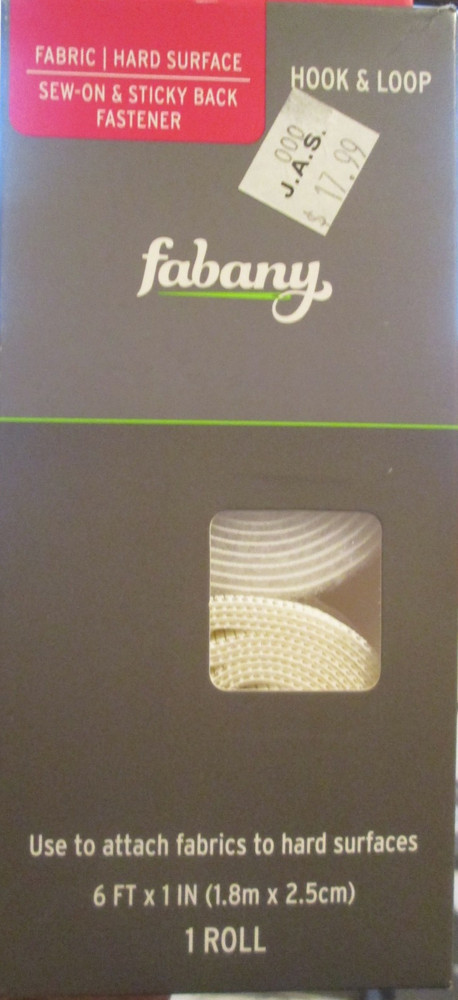 fabany hook & loop fabric & hard surface sew on & sticky back fastener 6' x 1"