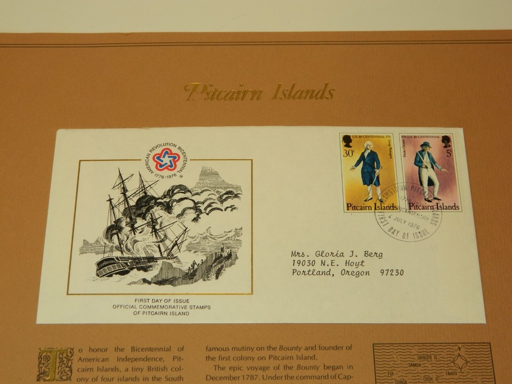 1976 OFFICIAL FIRST DAY COMMEMORATIVE STAMP, PITCAIRN ISLANDS