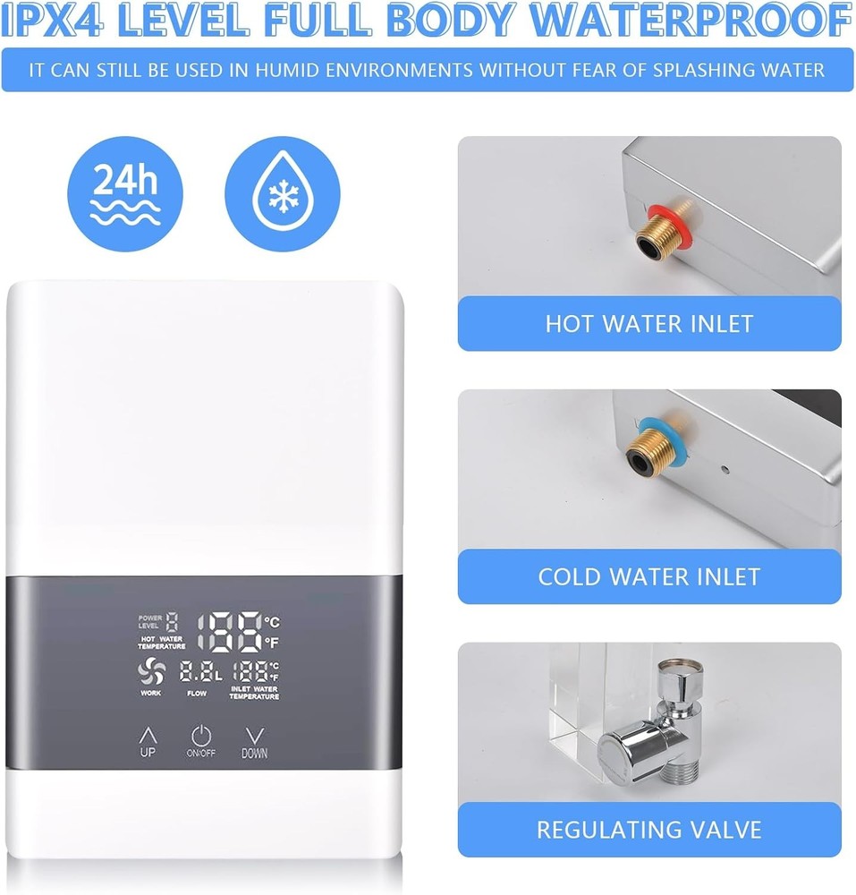 Calentador De Agua Sin Tanque LCD Electrico Con Control Remoto Para Ducha Casa