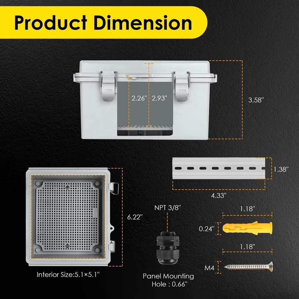 Waterproof Electrical Junction Box, IP67 Plastic Weatherproof Electrical Encl...