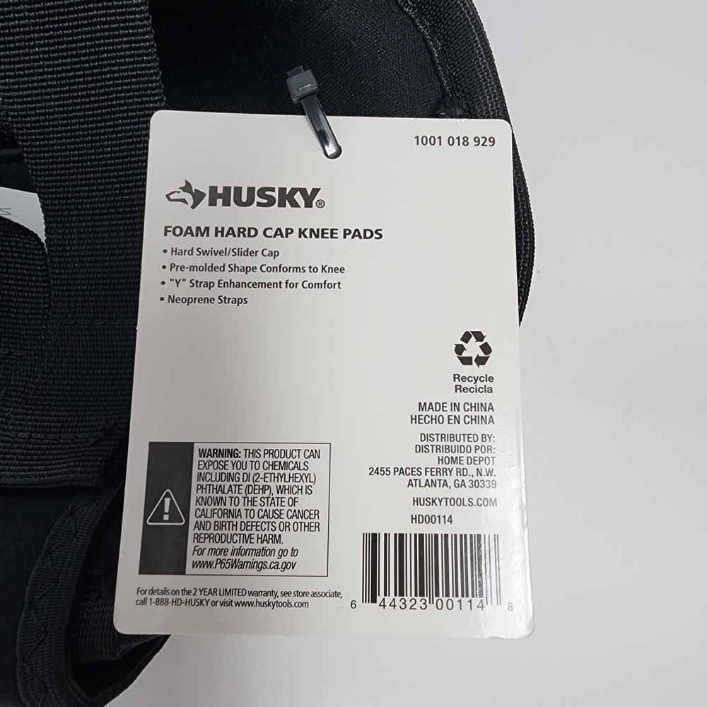 HuskyHard Cap Foam Work Knee Pads Black 1-Pair