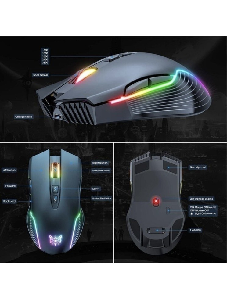 Onikuma CW905 Gaming Mouse Black - Bluetooth Mouse - Gaming without Cable