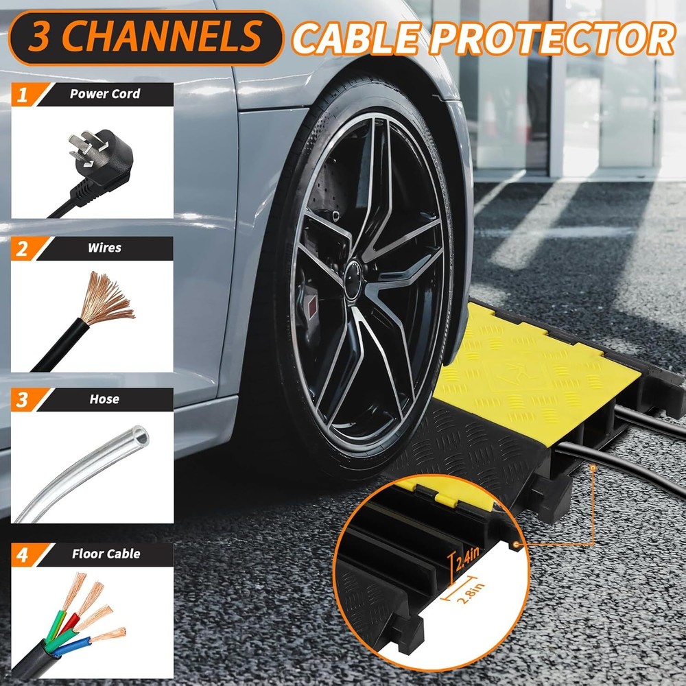 Rubber Cable Ramp 3 Large Channel Cable Protector Ramps