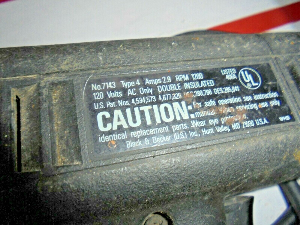 Black and Decker Corded Drill No. 7143 TYPE 4