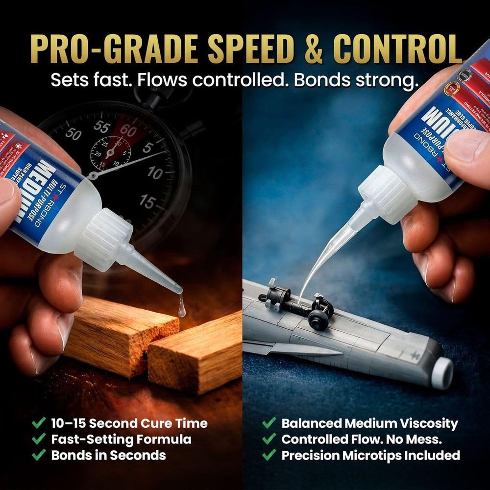 Starbond Medium Super Glue Pro Kit (2 oz) – Strong, Fast, 2 ounce, Clear