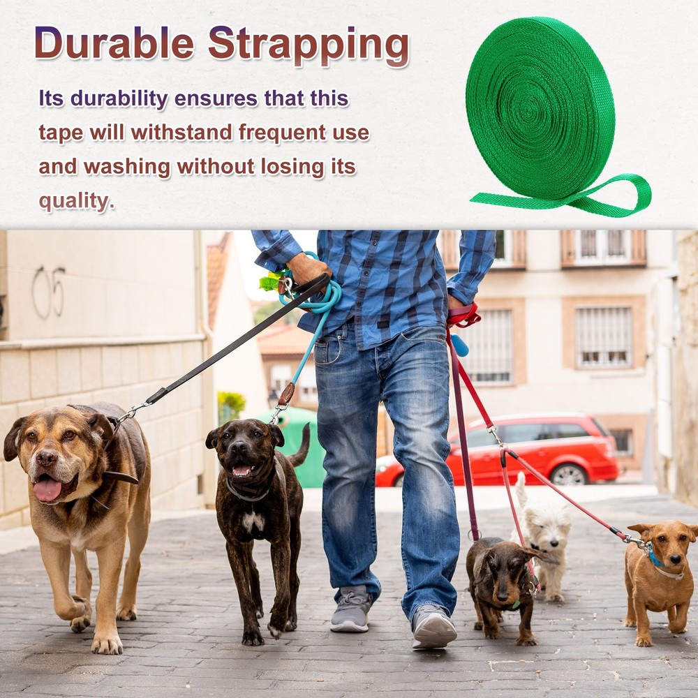 Nylon Webbing Strap, 22 Yards x 3/4" Polypropylene Flat Webbing Strap (Green)