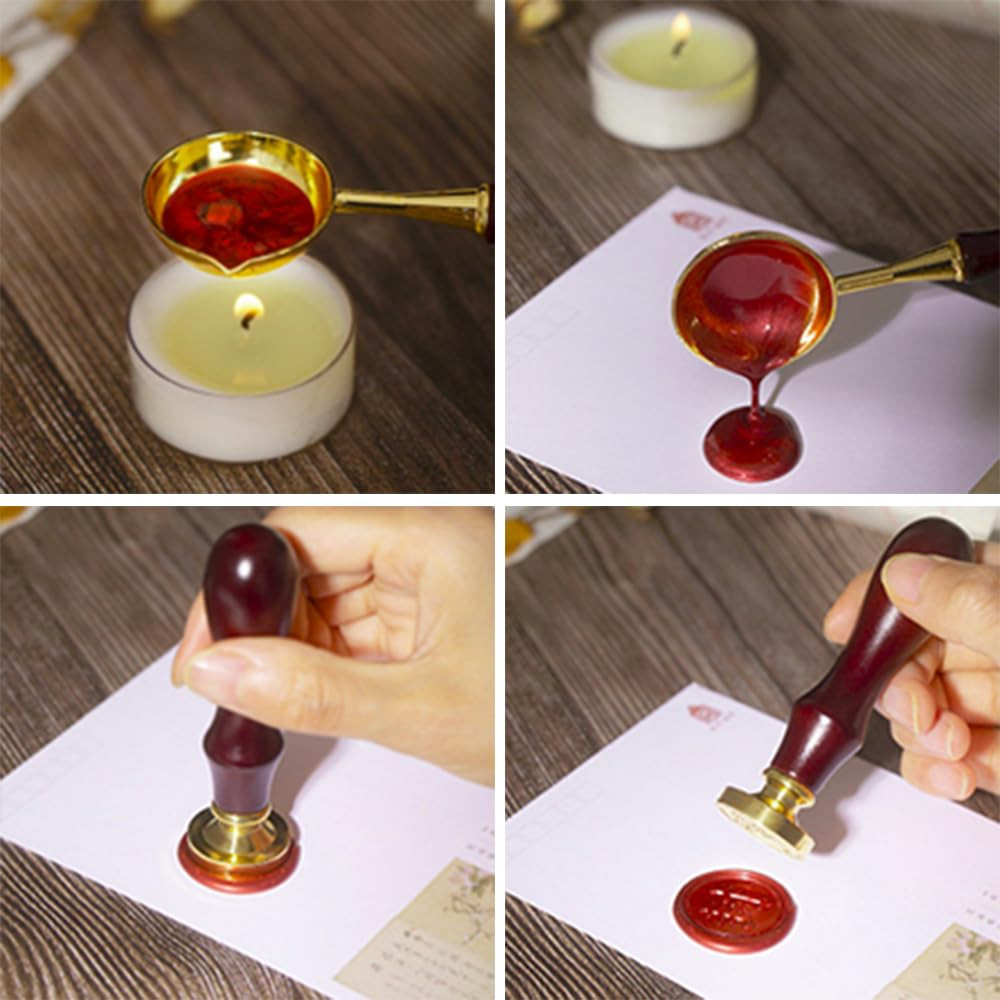 Rectangular Frame Wax Seal Stamp Embossed Brass Wax Stamp Head with Removable Wo