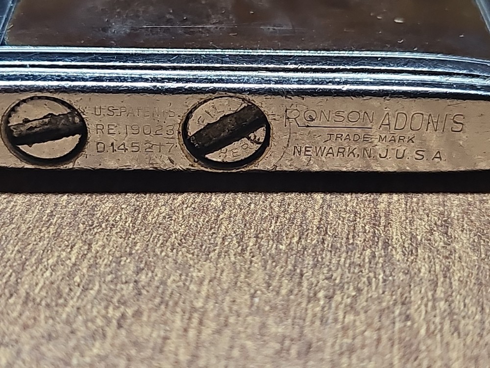 Vintage Working Ronson ADONIS Silver Tone Tortoise Shell Lighter