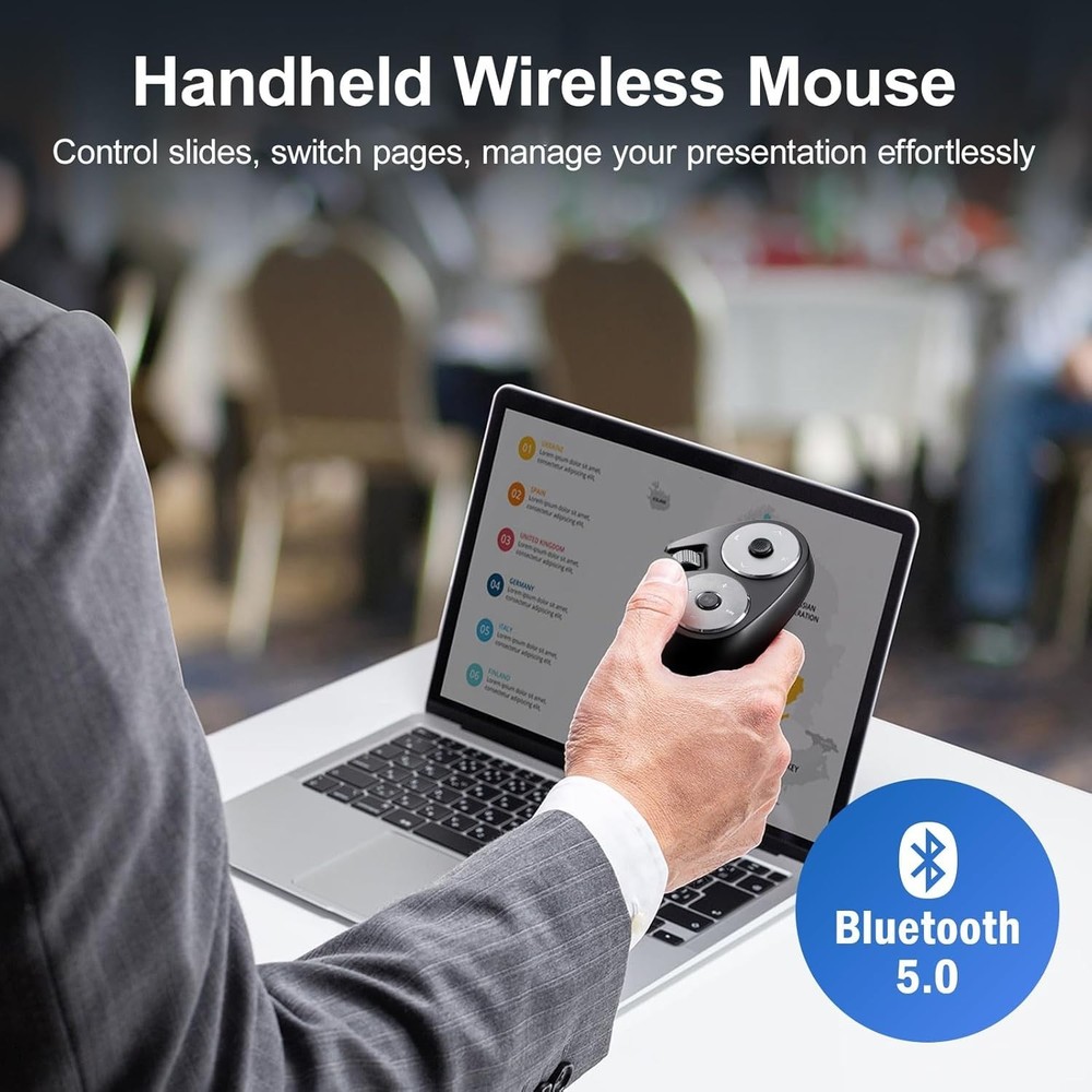 Rechargeable Bluetooth Mouse, 32ft Presentation Clicker, Lightweight & Portable