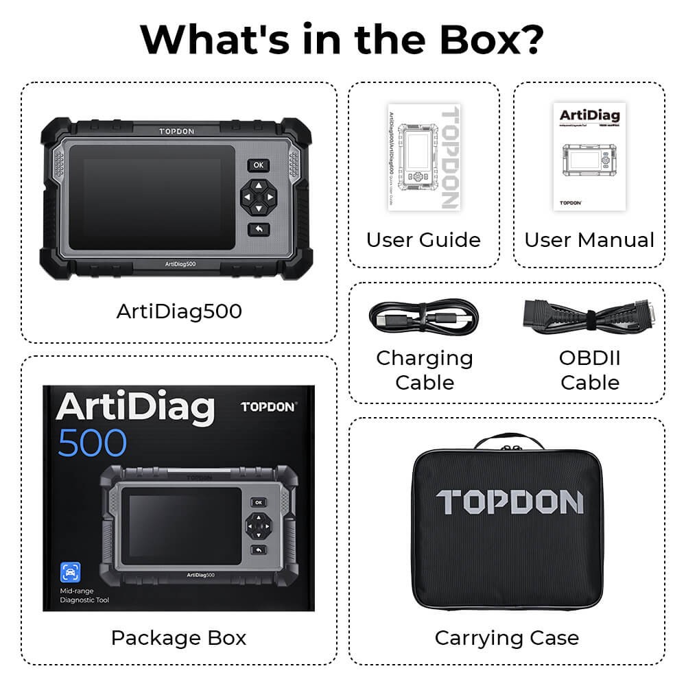 TOPDON ArtiDiag500 ABS Bleeding SRS SAS OBD2 Code Reader Scanner Diagnostic Tool