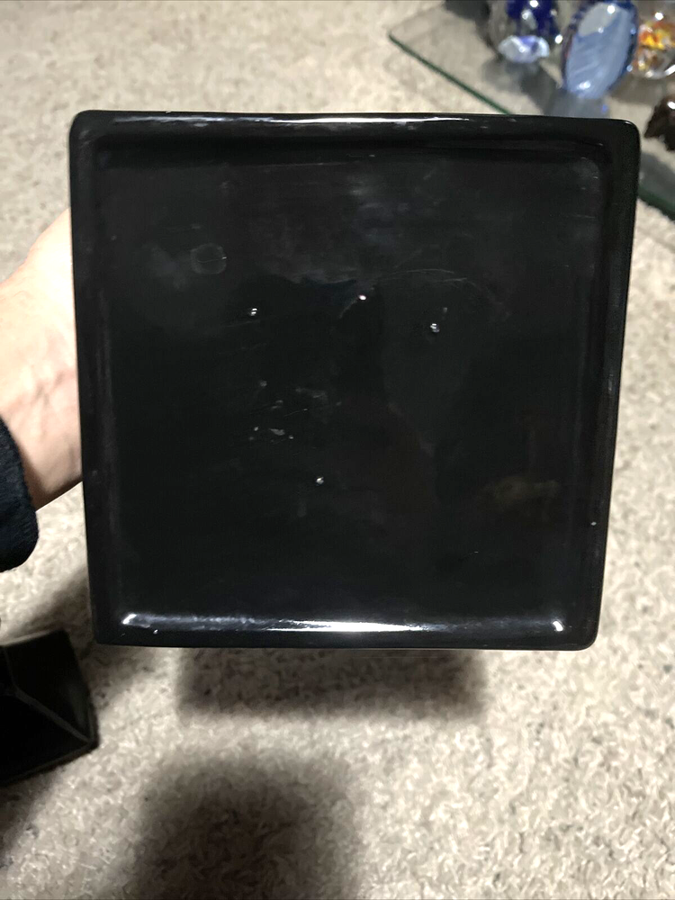 Vintage Tea Pot Art Pottery Glazed Ceramic Black Pyramid