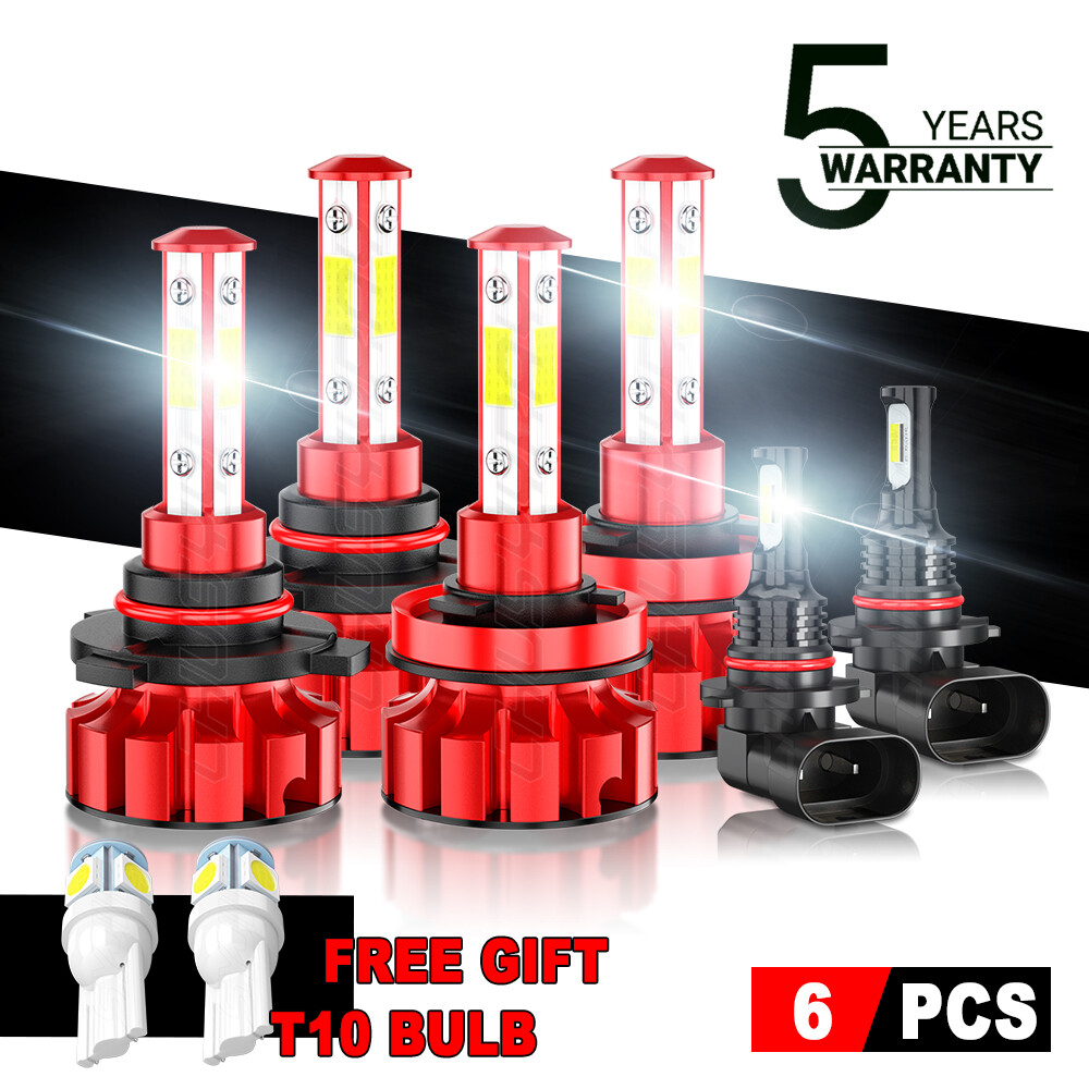 For 2007-2013 Toyota Tundra Combo 6x 6500K LED Headlight Hi/Lo + Fog Light Bulbs