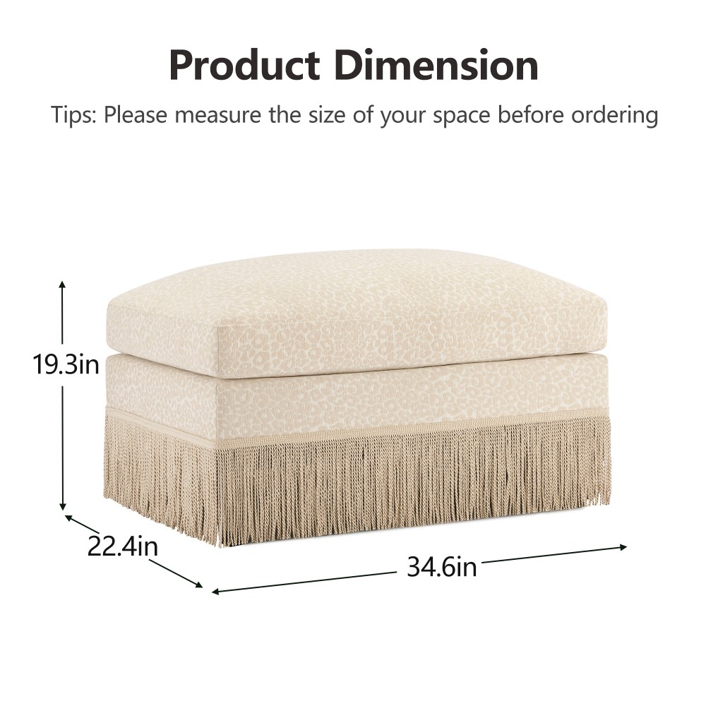 Beige Coffee Leopard Chenille Accent Ottoman Soft Modular Sofa