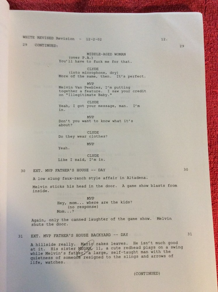 ORIGINAL SCRIPT BAADASSSSS GETTIN' THE MAN'S FOOT OUTTA YOUR ASS VAN PEEBLES