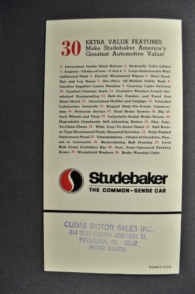 1965 Studebaker Transistorized Ignition Brochure Daytona Excellent Original 65