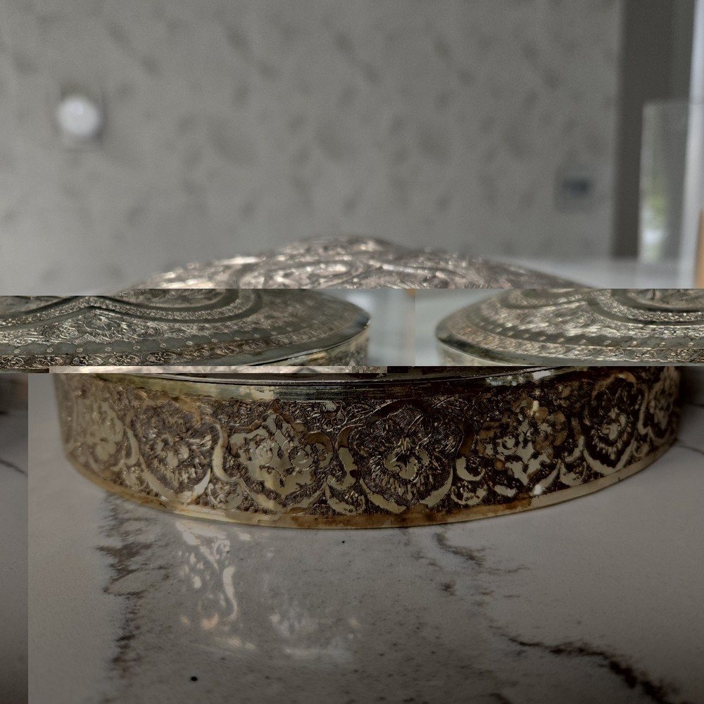 Large Beautiful Middle Eastern Silver Dome Top Round Box