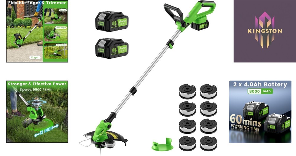 Efficient 20V Cordless Grass Trimmer - 9500 RPM, Battery Powered & Foldable