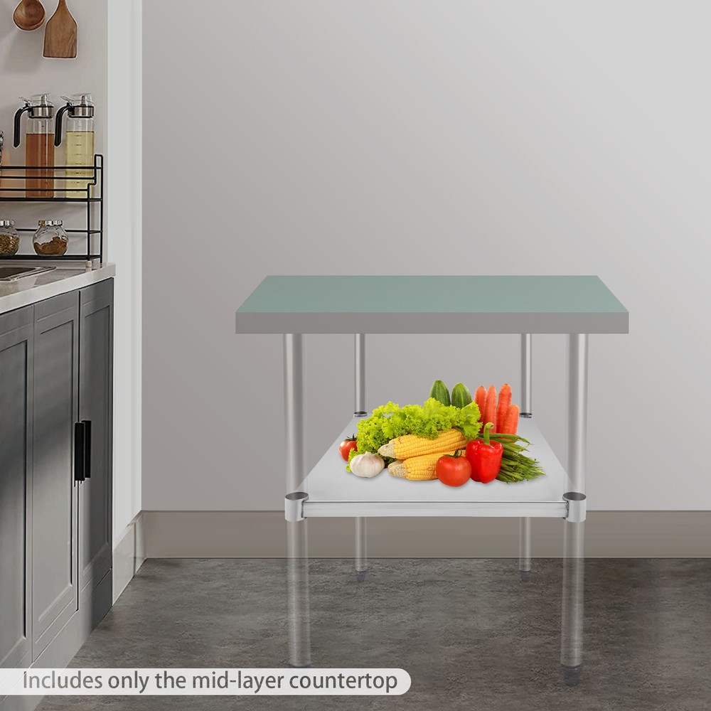 Adjustable Stainless Steel Undershelf for Worktables 27.95×21.65 Inches