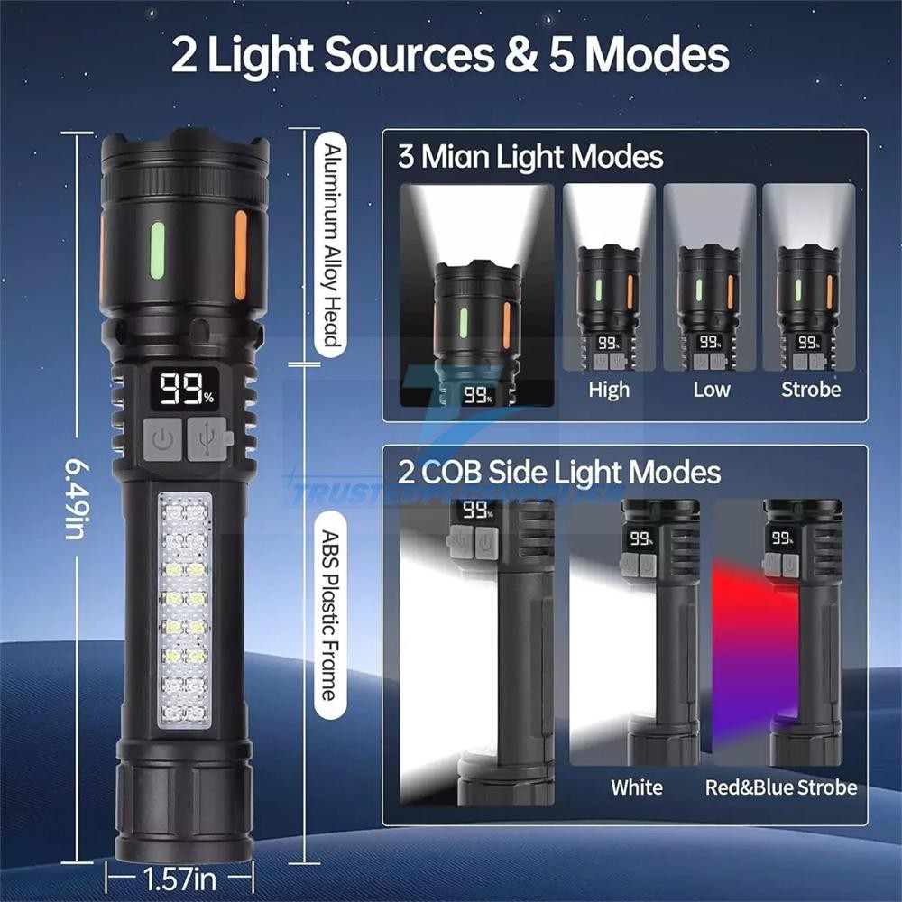 4 x 99000000 Lumens Super Bright LED USB Flashlight Rechargeable Work Light US
